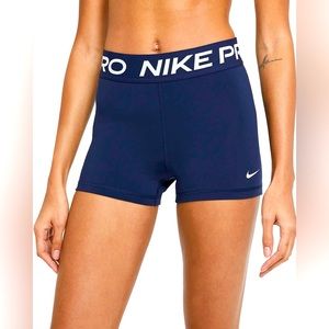 Nike Pro Womens 3" Shorts | Tight Fit - Mid Rise | Obsidian/White - Medium